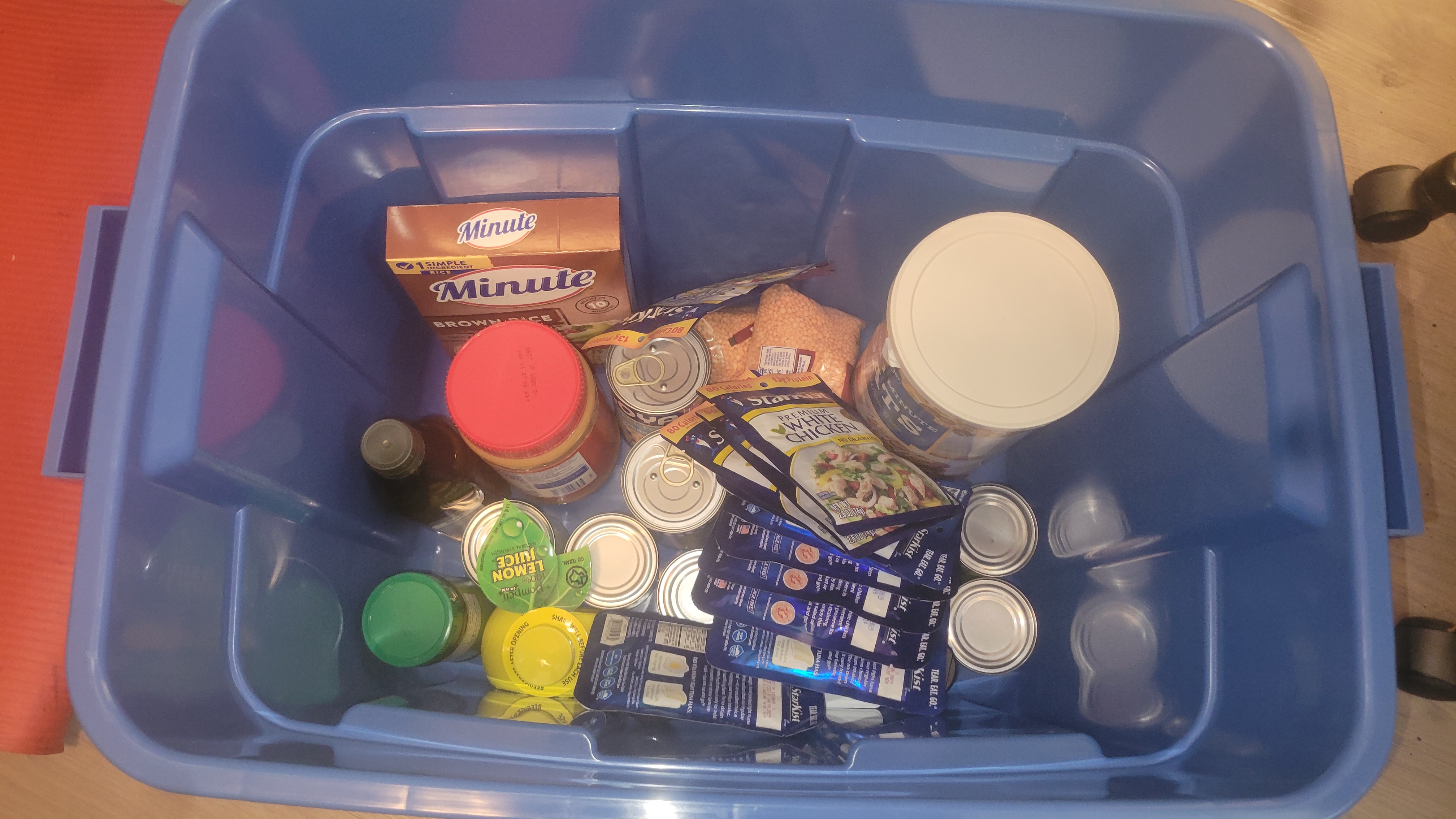 A photo of the food I got for the trip I'm taking next month.